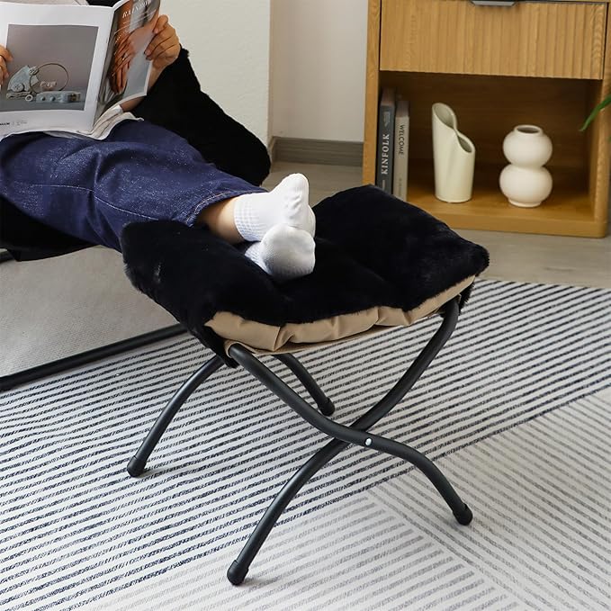 15" Folding Ottoman, Foldable Footrest Stool, Small Foot Stool