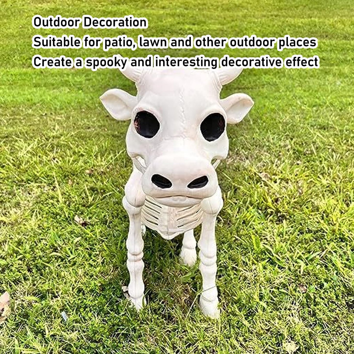 Kuuleyn Halloween Cow Skeleton Decoration,Skeleton Halloween Decoration,Animal Skeletons Innovative Fun Waterproof Resin Cow Skeleton Statue for Outdoor Garden Patio