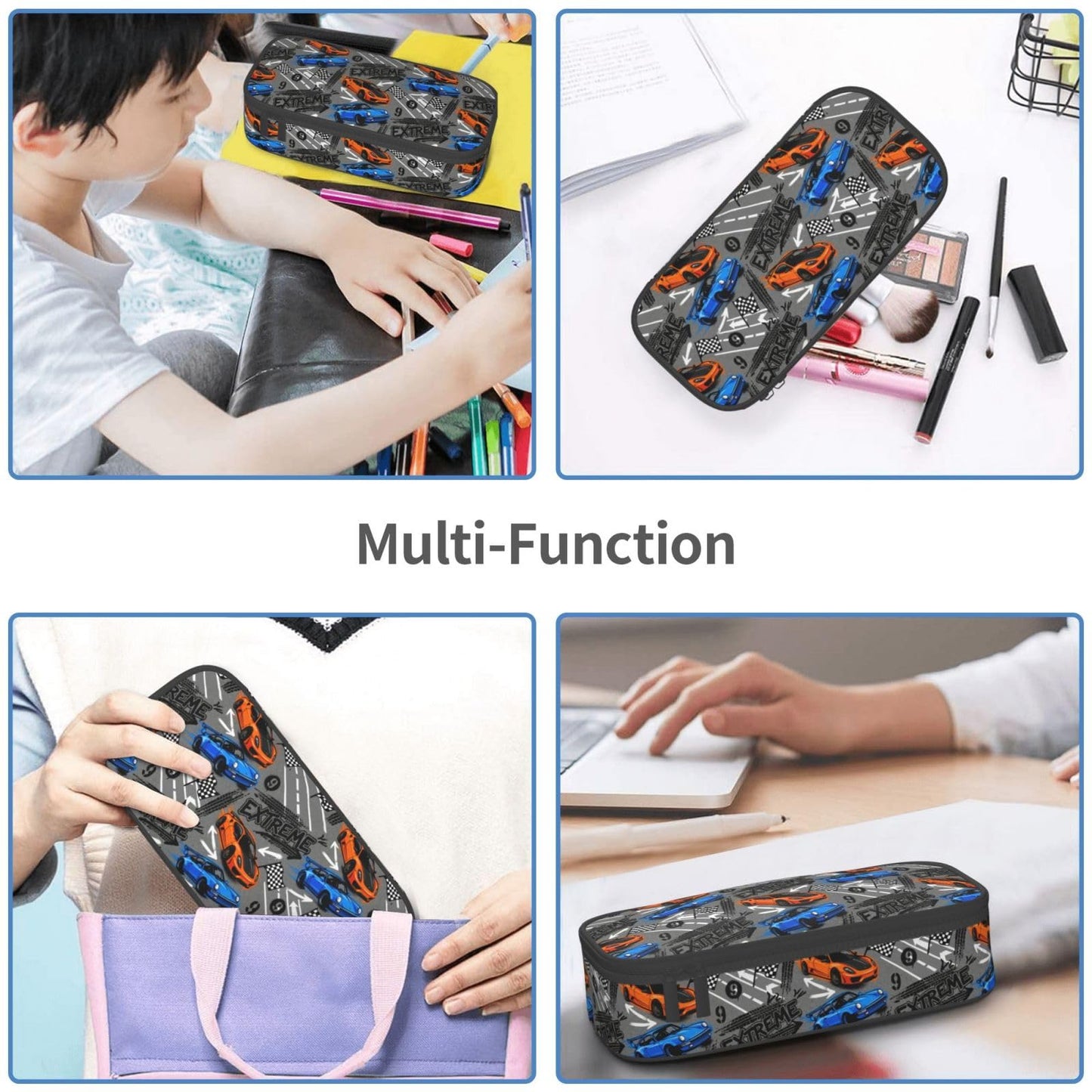 Geoocii Race Car Large Capacity Pencil Case Organizer Pencil Pouch Stationery With Zipper School Supplies Pencil Bag For Girls Boys Teens Adult Office