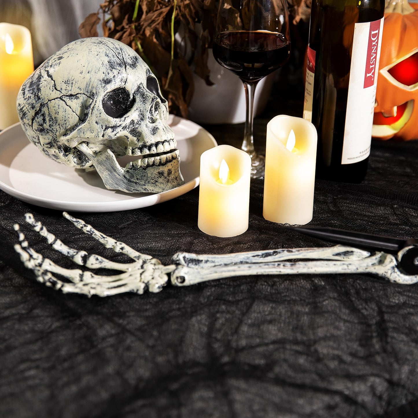Watayo 315 x 85 Inch Halloween Creepy Cloth, Black Halloween Scary Spooky Cloth, Windows Doorways Cover Gauze for Holiday Party Haunted House Decorations