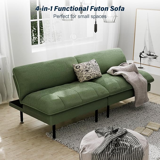 Ribilake 3 Sets 70" Futon Sofa Bed, 4 in 1 Multi-Function Couch Sleeper