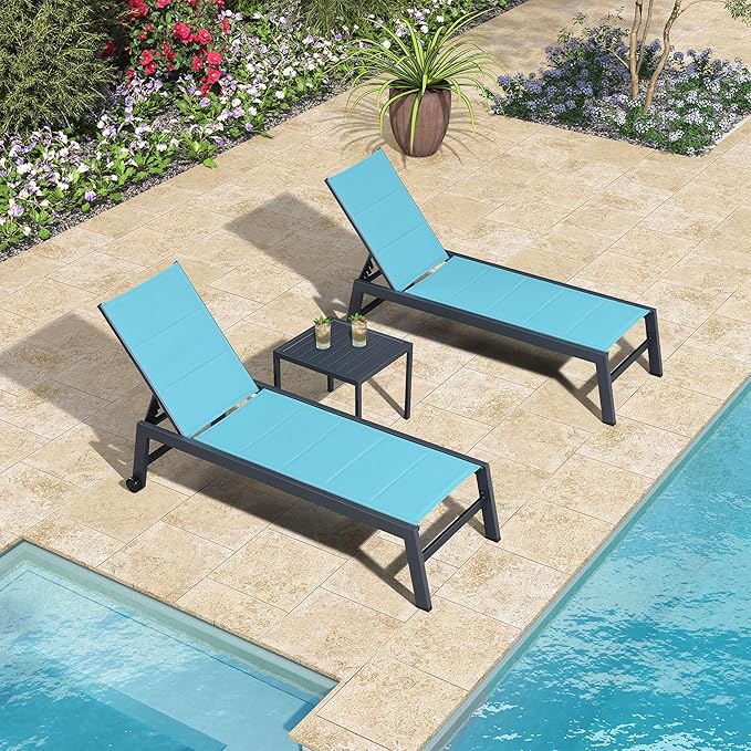 PURPLE LEAF Outdoor Chaise Lounge Set of 2 Aluminum Patio Lounge Chair