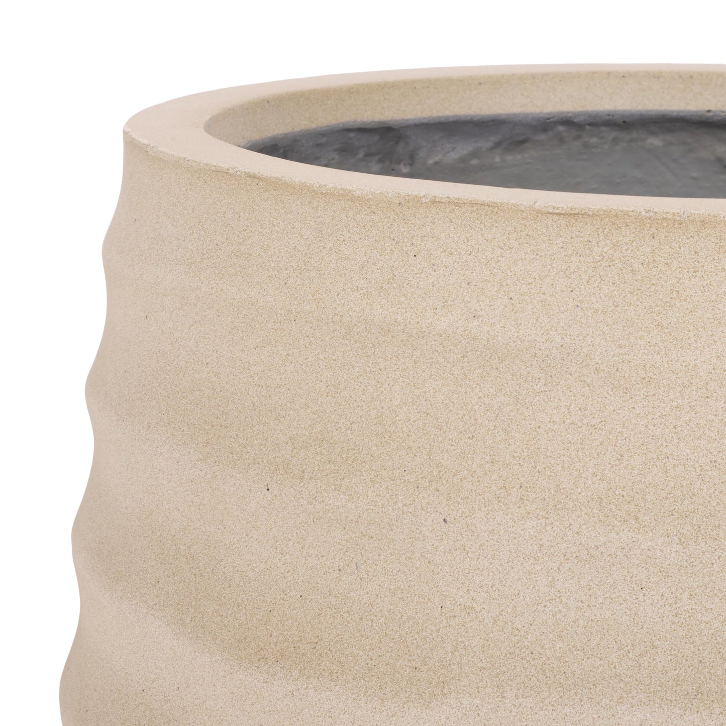 SAFAVIEH Outdoor Patio Furniture Collection - Marta Beige Ficonstone Planter Pot, Modern Round Plant Container, Fully Assembled (PAT1542B)