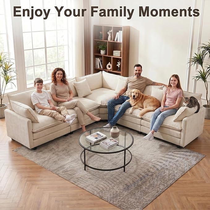 111.4" V-Shaped Corner Couch Sectional|5 Seat Customizable Modular Cloud