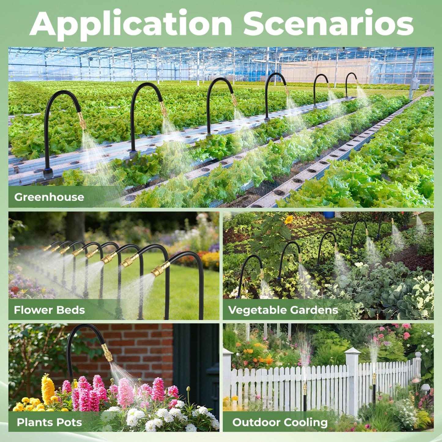 120FT Drip Irrigation System for Garden: Quick Connect 1/4" PE Tubing 18Pcs Automatic Water Sprinkler Kit Adjustable Misting Part Watering Hose, Outdoor Raised Bed Plants Flower Yard Greenhouse