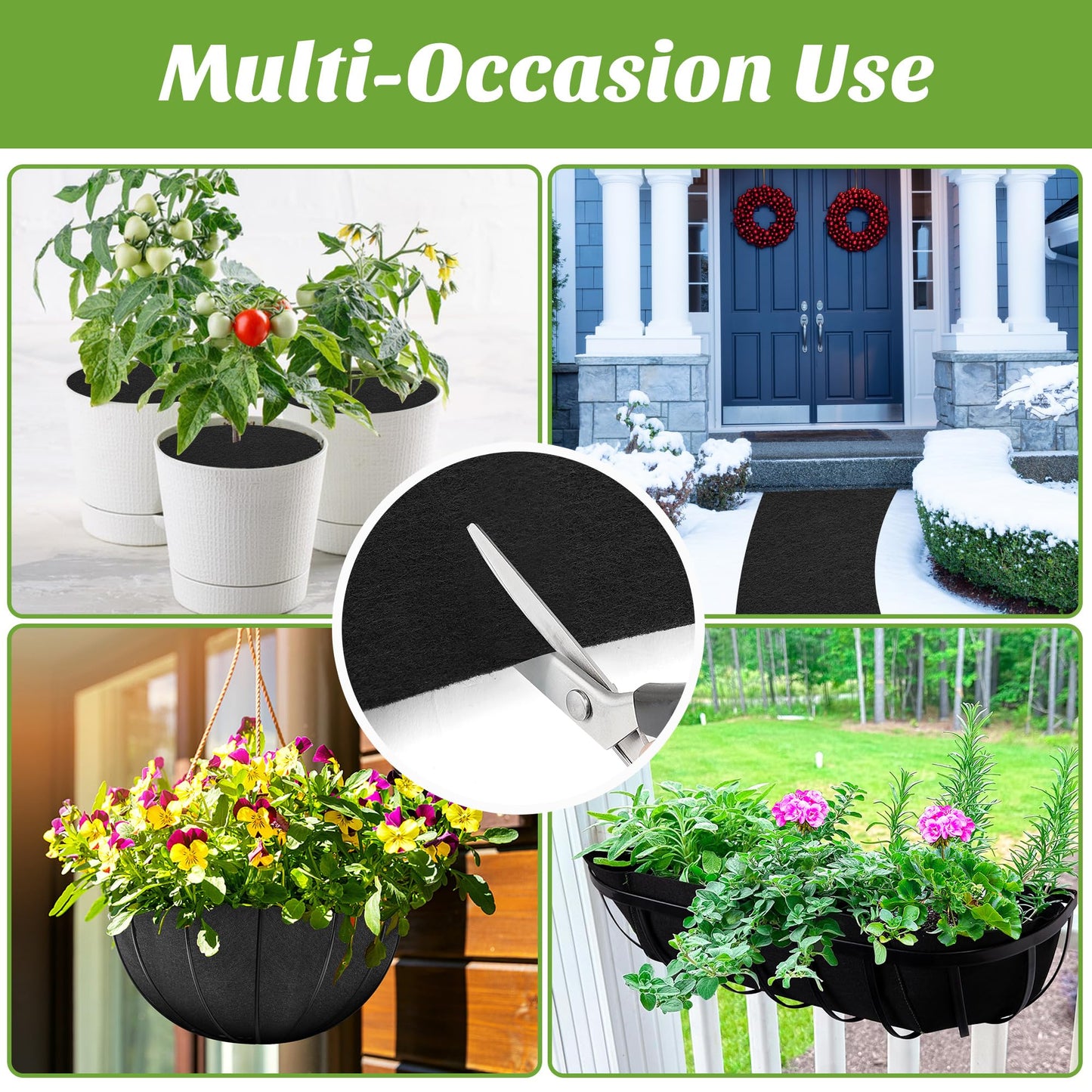 Adnee 118 x 14 Inch Non Woven Flower Pot Liner Roll-Black Felt Hanging Basket Liners Roll-Microgreens Growing Mat Roll for Garden Planter Window Hanging Flower Basket Indoor Outdoor