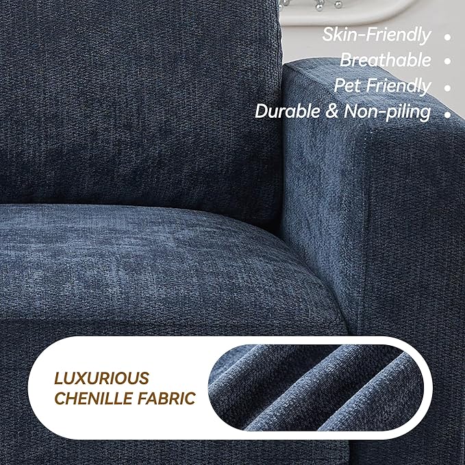 77.4" Chenille Modular Loveseat Oversized Upholstered 2 Seater Sectional Sofa