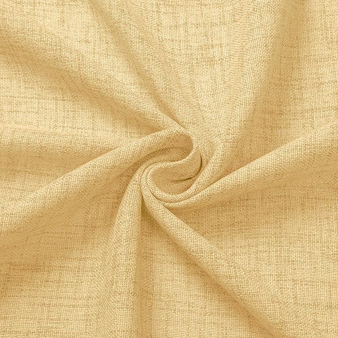 Tollpiz Linen Tier Curtains Rod Pocket Semi Sheer Short Kitchen Curtain Half Burlap Light Filtering Thick Linen Drape for Bathroom, 30 x 30 inches Long, Beige, Set of 2 Panels
