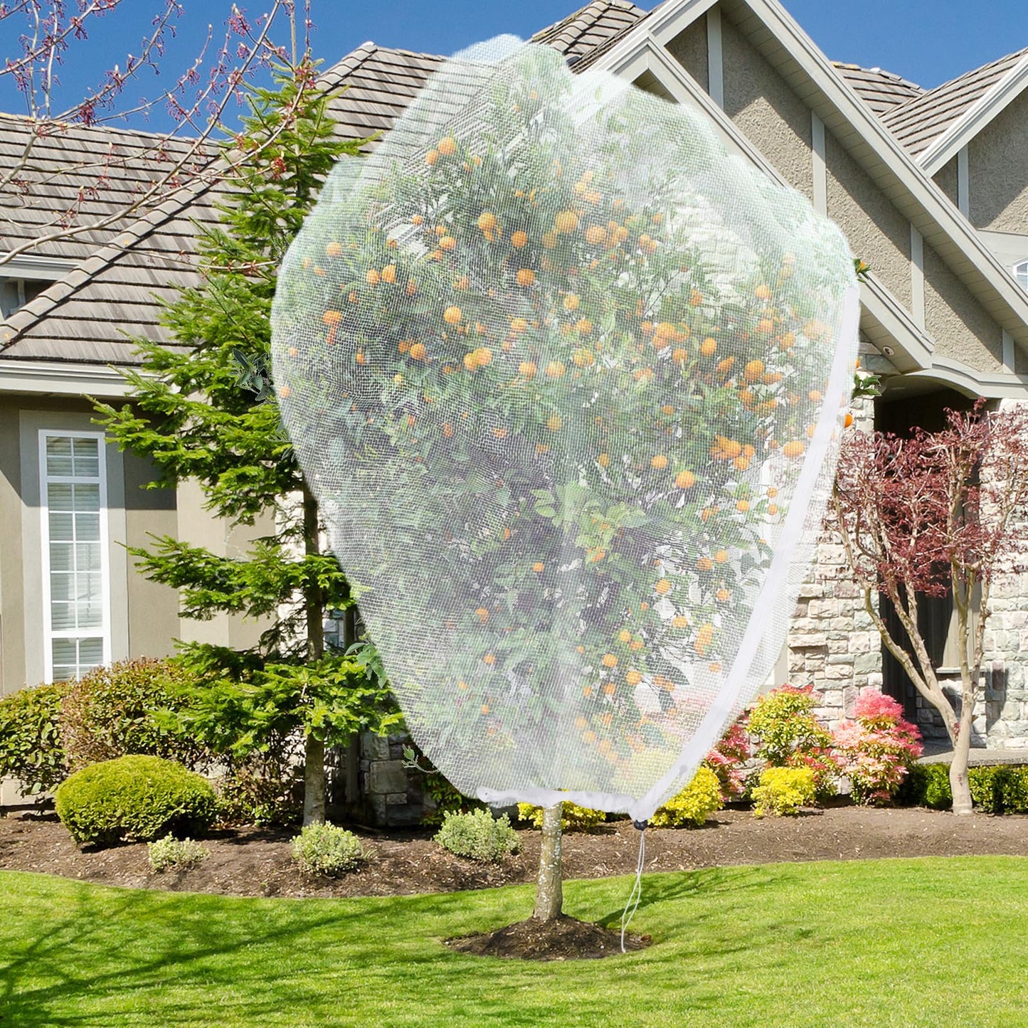 2PCS Fruit Tree Netting with Drawstring and Zipper, 6 * 6FT Garden Netting for Garden Protection, Insect Bird Netting for Fruit Trees, Protection from Anti Birds, Bugs,Cicadas, Insects