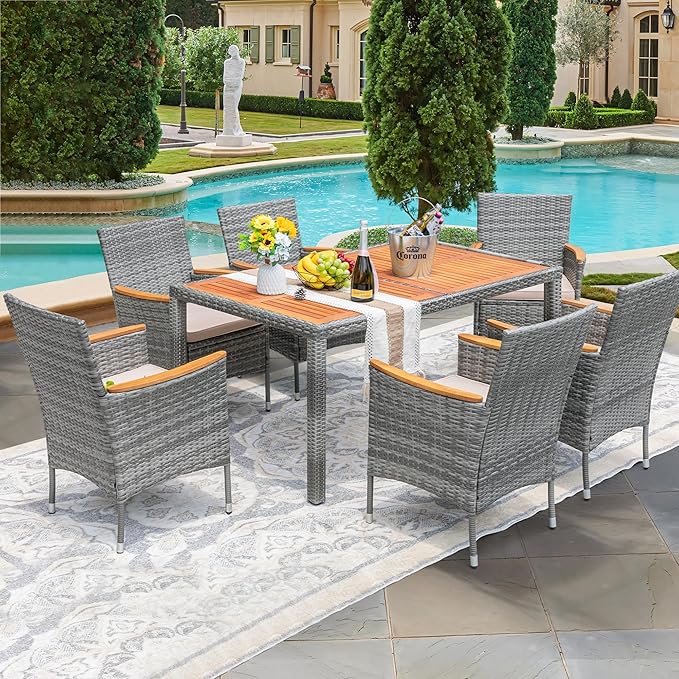 Devoko Dining 7 PCS Furniture, Patio Conversation Set