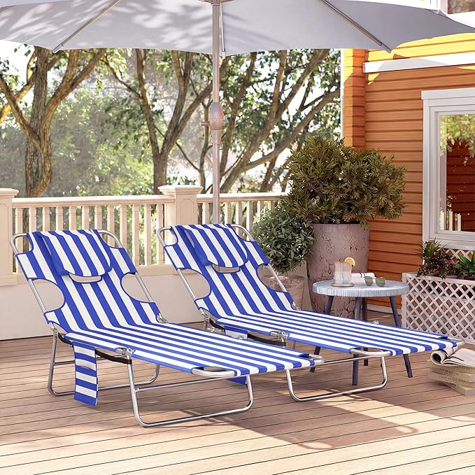 Outsunny Chaise Lounge Chair Outdoor Set of 2