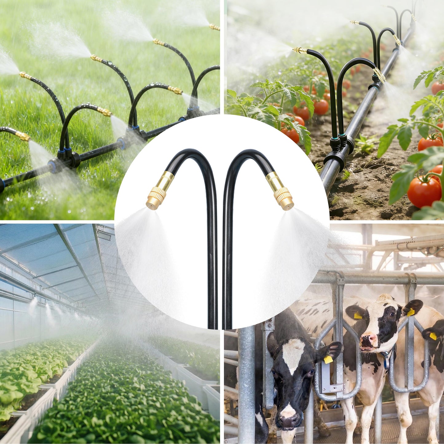 Drip Irrigation System for Garden, Automatic Watering System with Adjustable 360° Copper Spray Nozzles, DIY Drip Irrigation Kit for Yard, Lawn, Greenhouse, Raised Beds & Potted Plants (50FT)