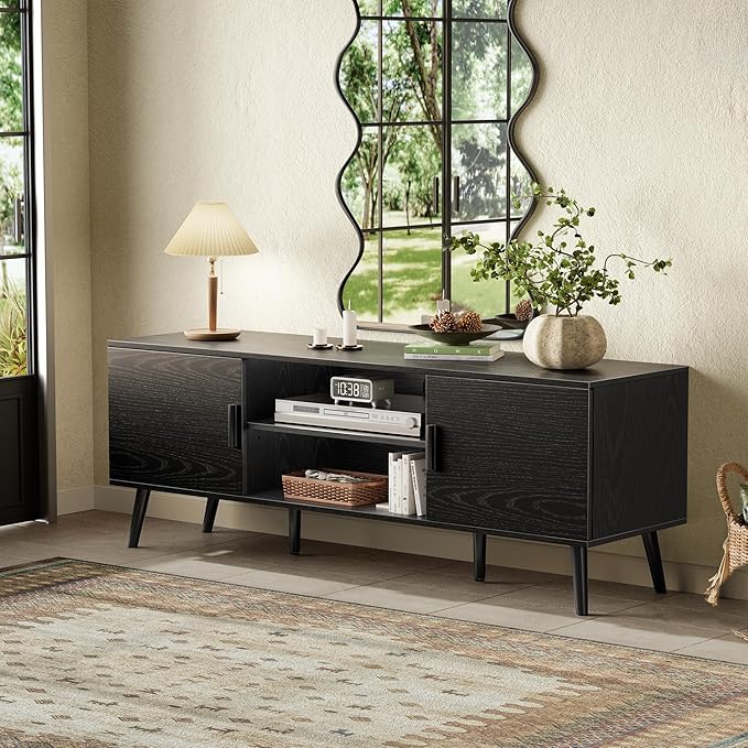 SUPERJARE TV Stand for 55 Inch TV, Entertainment Center