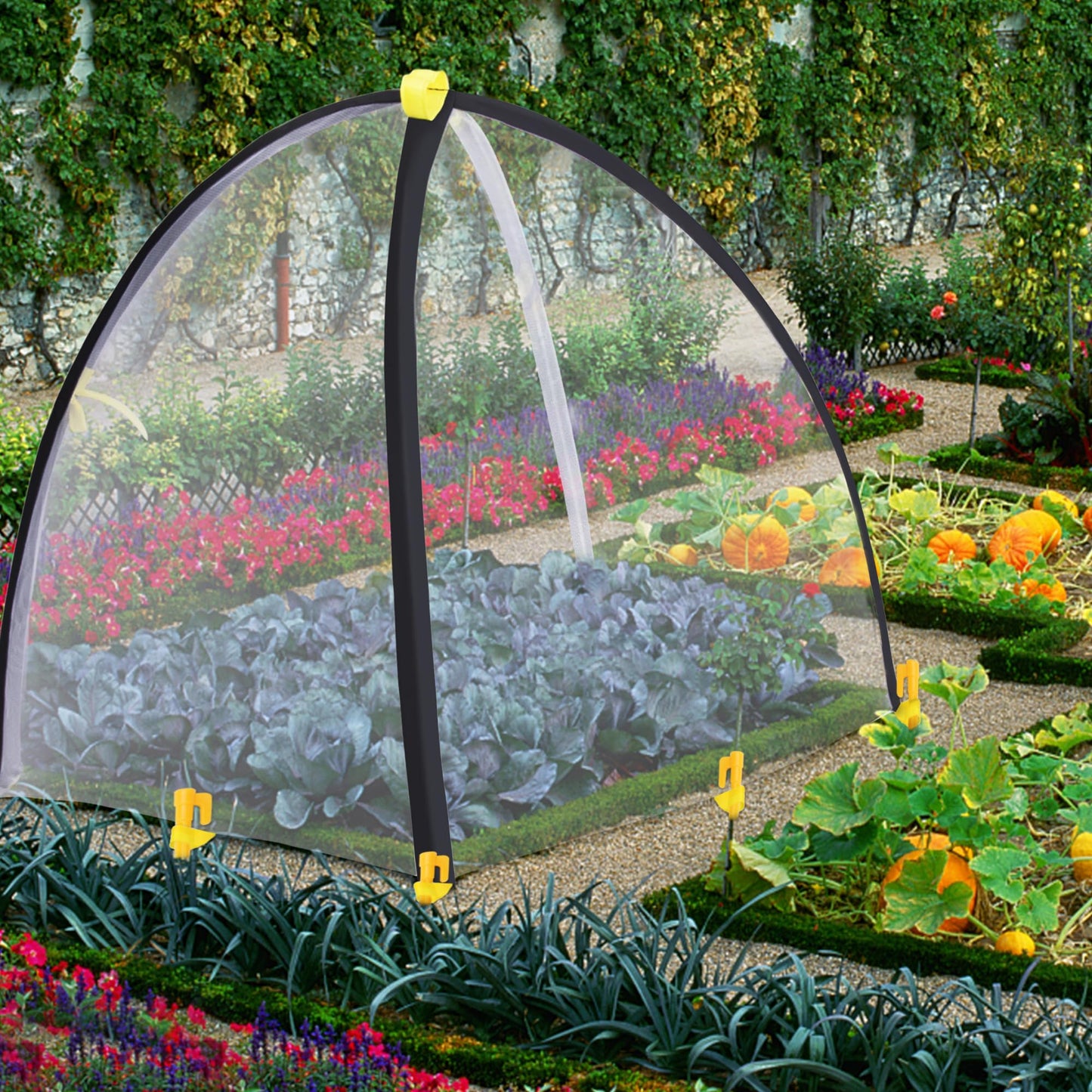 PURPLE STAR 1N 35 x35 x 39 Inch Insect Barrier Plant Tent Cover-Insect Bird Barrier Netting Mesh-Bug Guard Cover with Stakes for Protect Plants Fruits from Insect Bird Eating (1, L)