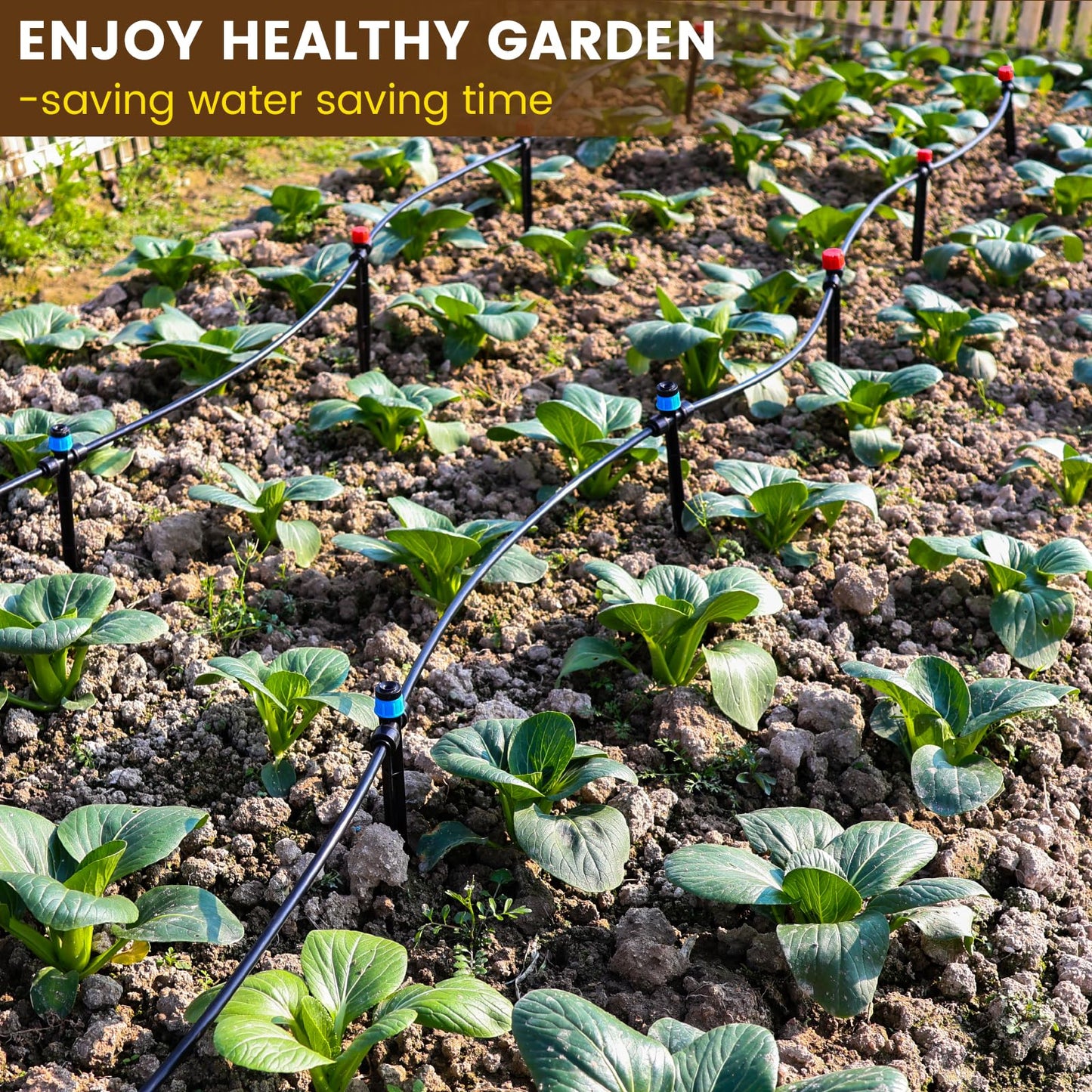 Eledom 55FT Quick-Connect Drip Irrigation Kit, Garden Watering System DIY Automatic Irrigation Equipment Set for Lawn Raised Bed Greenhouse Plant Watering with 1/4'' Tubing, Drip Emitters, Connectors