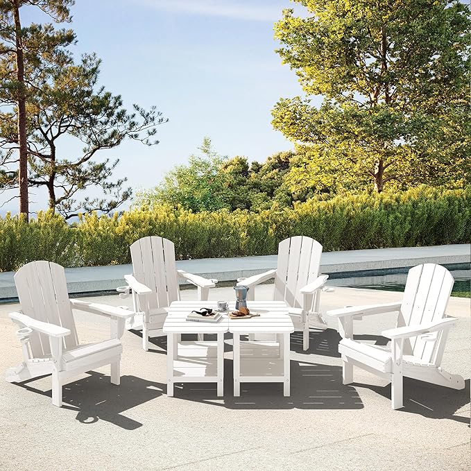 SERWALL Double Adirondack Side Table Set of 6, End Table- White