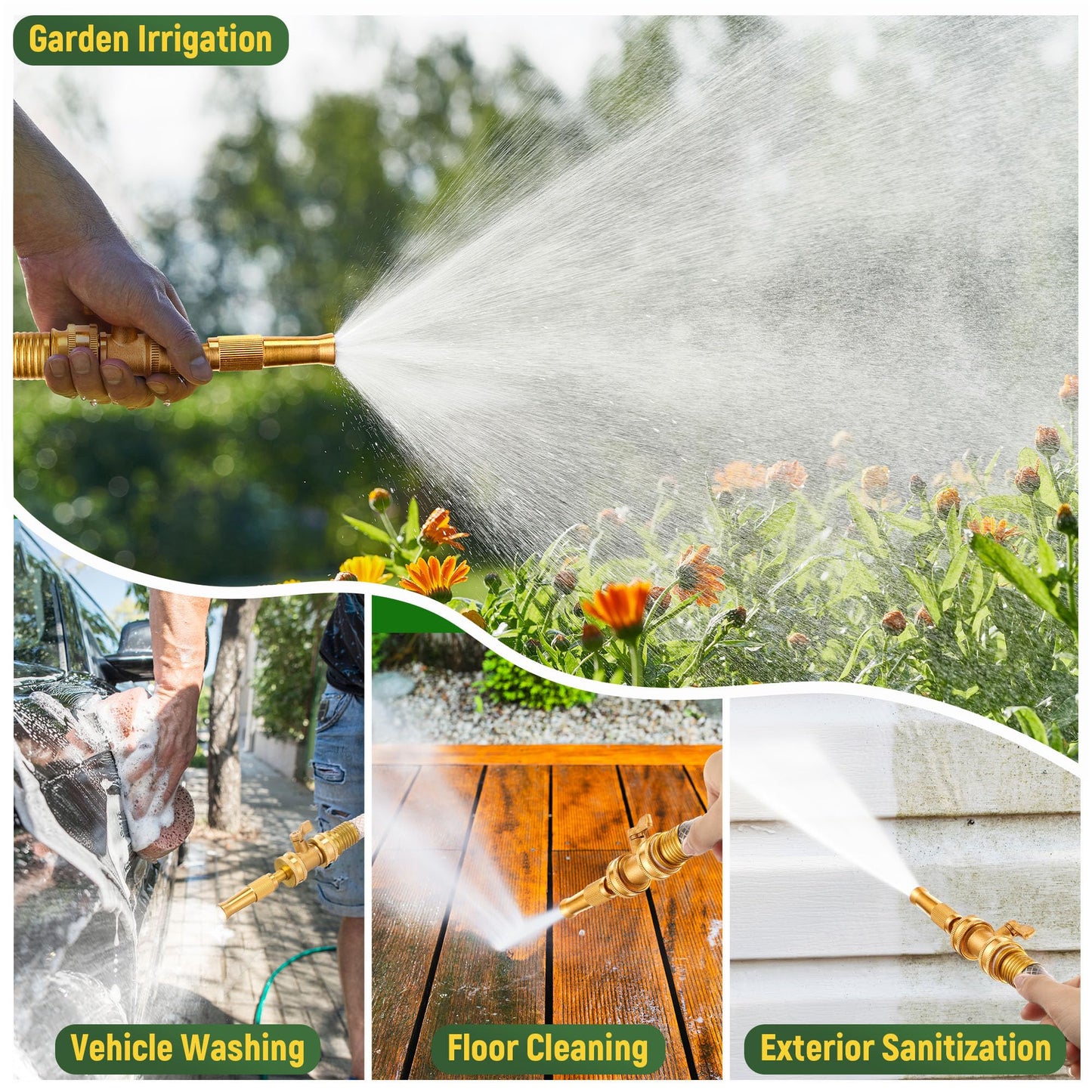 Dunkive Adjustable Twist Hose Nozzle, Heavy duty Brass Garden Hose Nozzle, Solid Shut off Valve, Varied Water regulation mode, Leakproof Design 3/4" GHT Connector with 5 Extra Rubber Washers