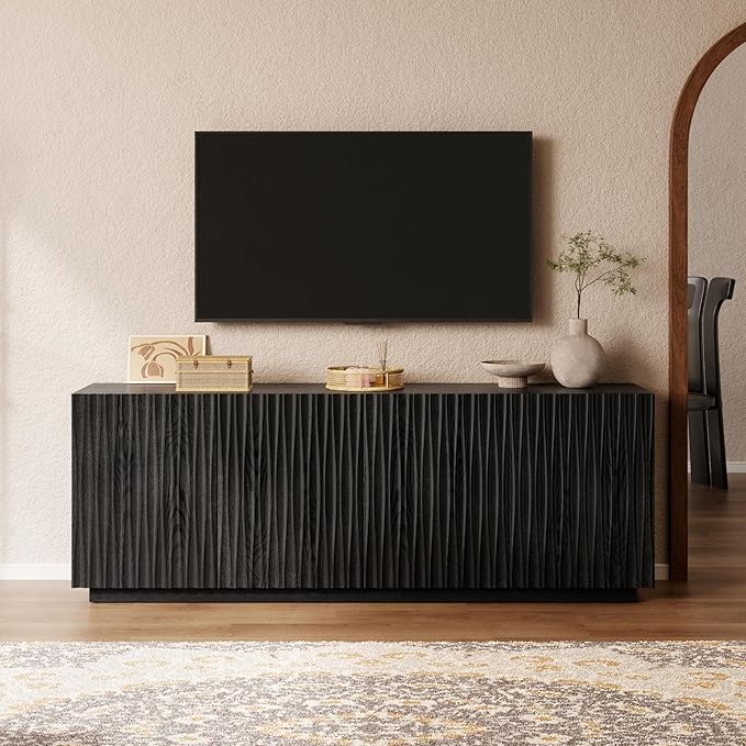70" Fluted TV Stand for TVs Up to 50/55/65/75", Mid-Century Modern