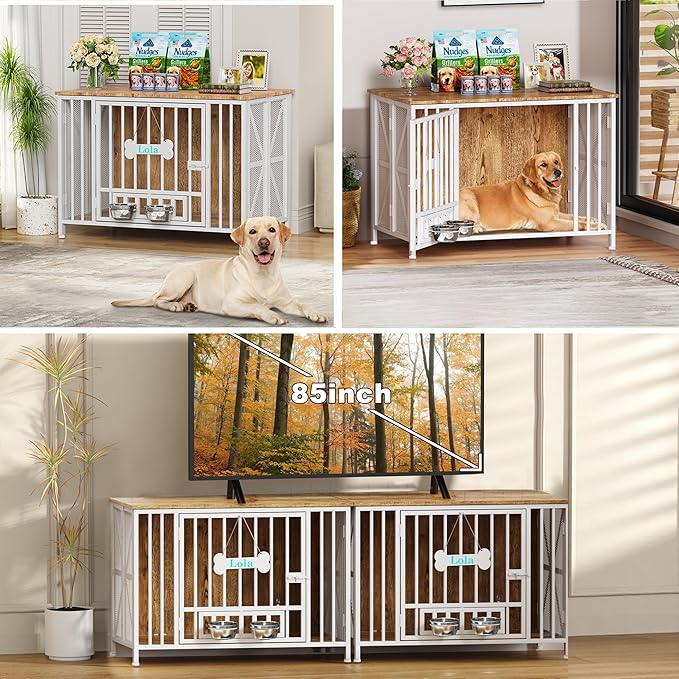 Easycom Foldable Large Dog Crate Furniture, 41.3" Assembly-Free Dog Crates