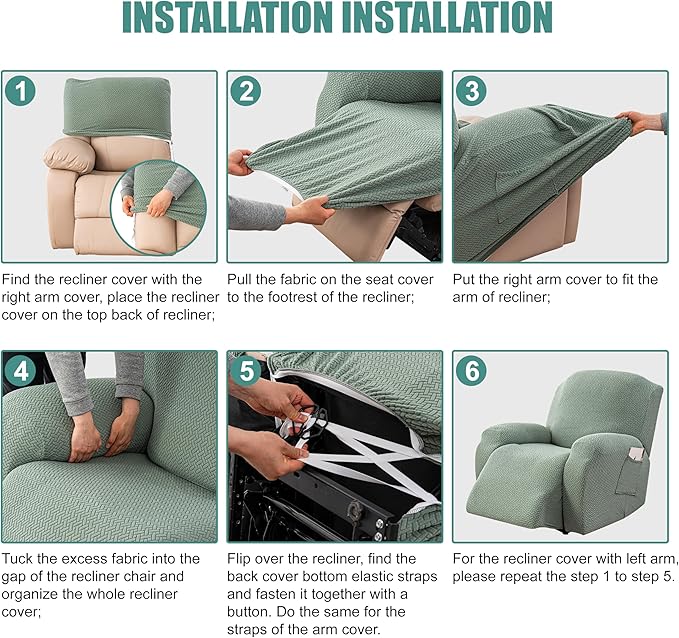 Genina Recliner Chair Cover, Stretch Reclining Chair Covers, Recliner Sofa