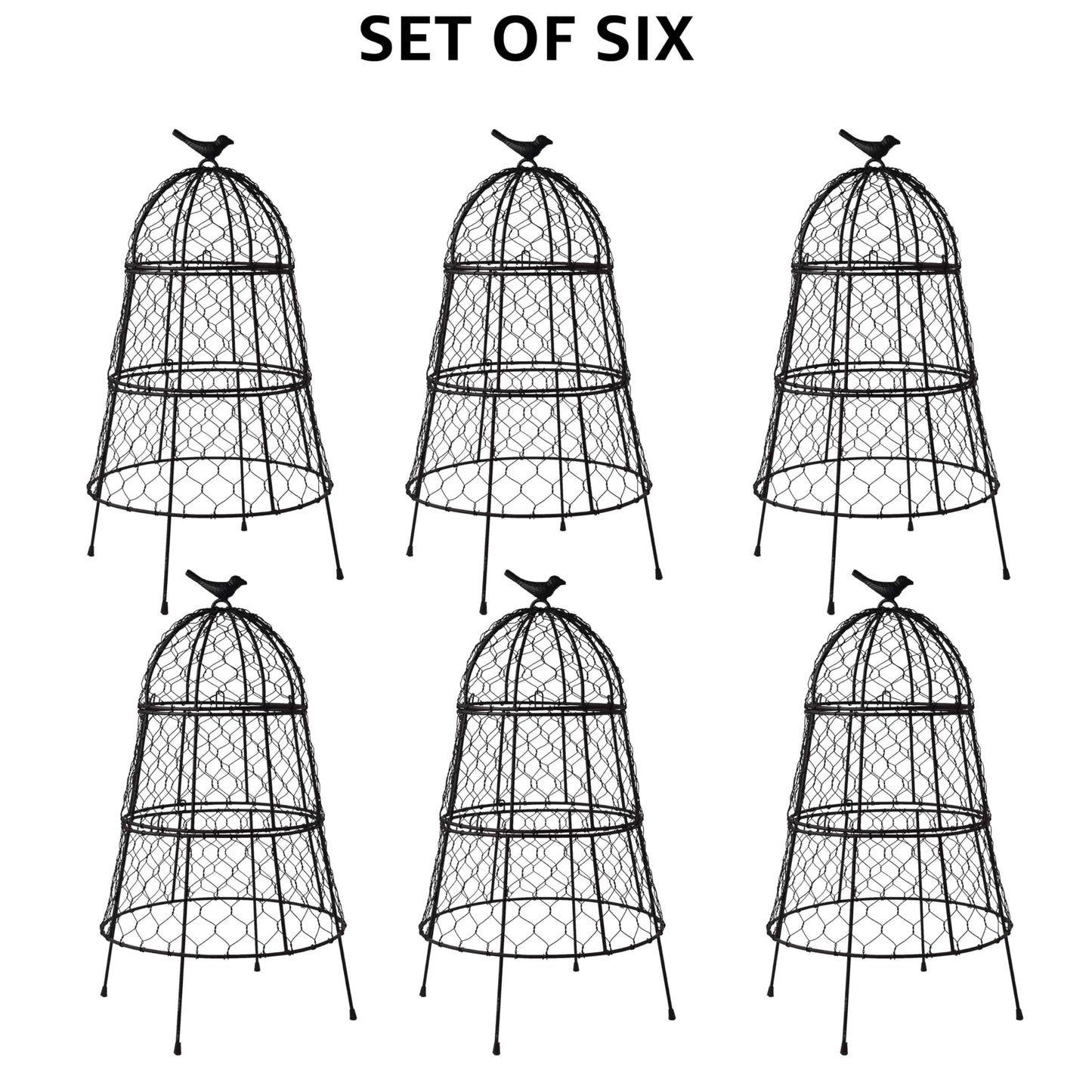 DHAMPOOH Pack of 6 Heavy-Duty Chicken Wire Plant Cloches – Rustproof Garden Protectors and Plant Cages for Vegetables and Flowers – Safeguard Plants from Deer and Critters – 20” x 12”