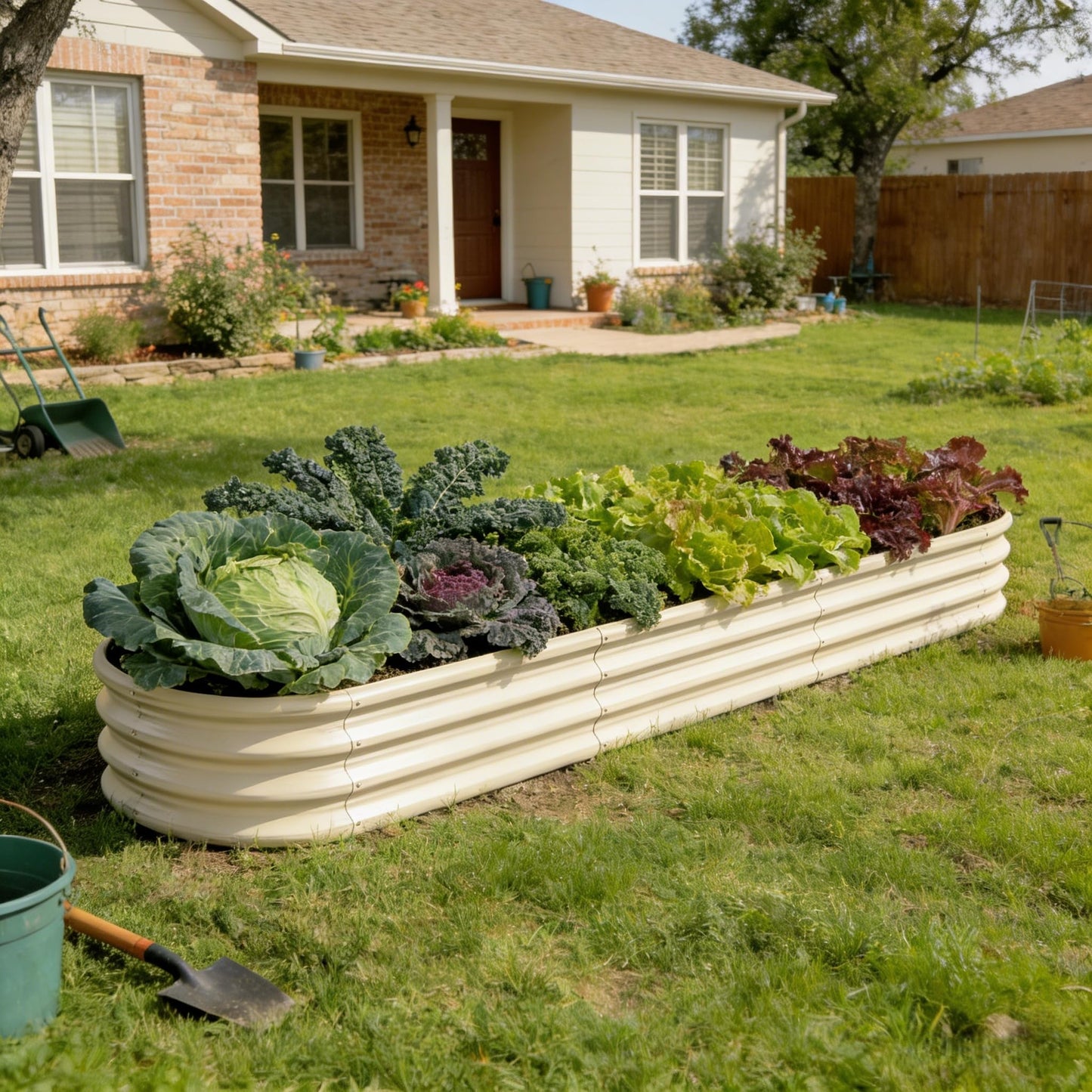 Annoell Galvanized Raised Garden Bed 6x2x1ft - 12" Tall Metal Planter Box for Outdoor Plants, Vegetable, Herb with Durable Steel & Rot Resistant, Small Flower Bed for Balcony and Patio - Sand Beige
