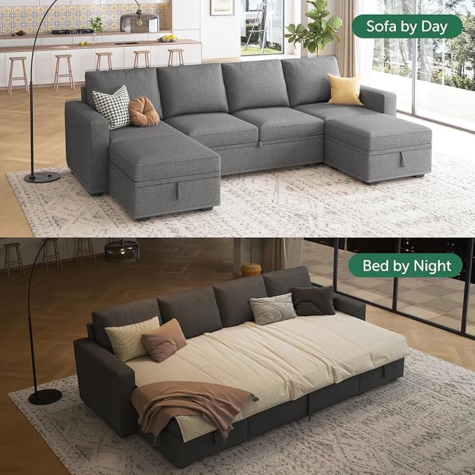 HONBAY Modular Sectional Sleeper Sofa Bed, Sectional Couch