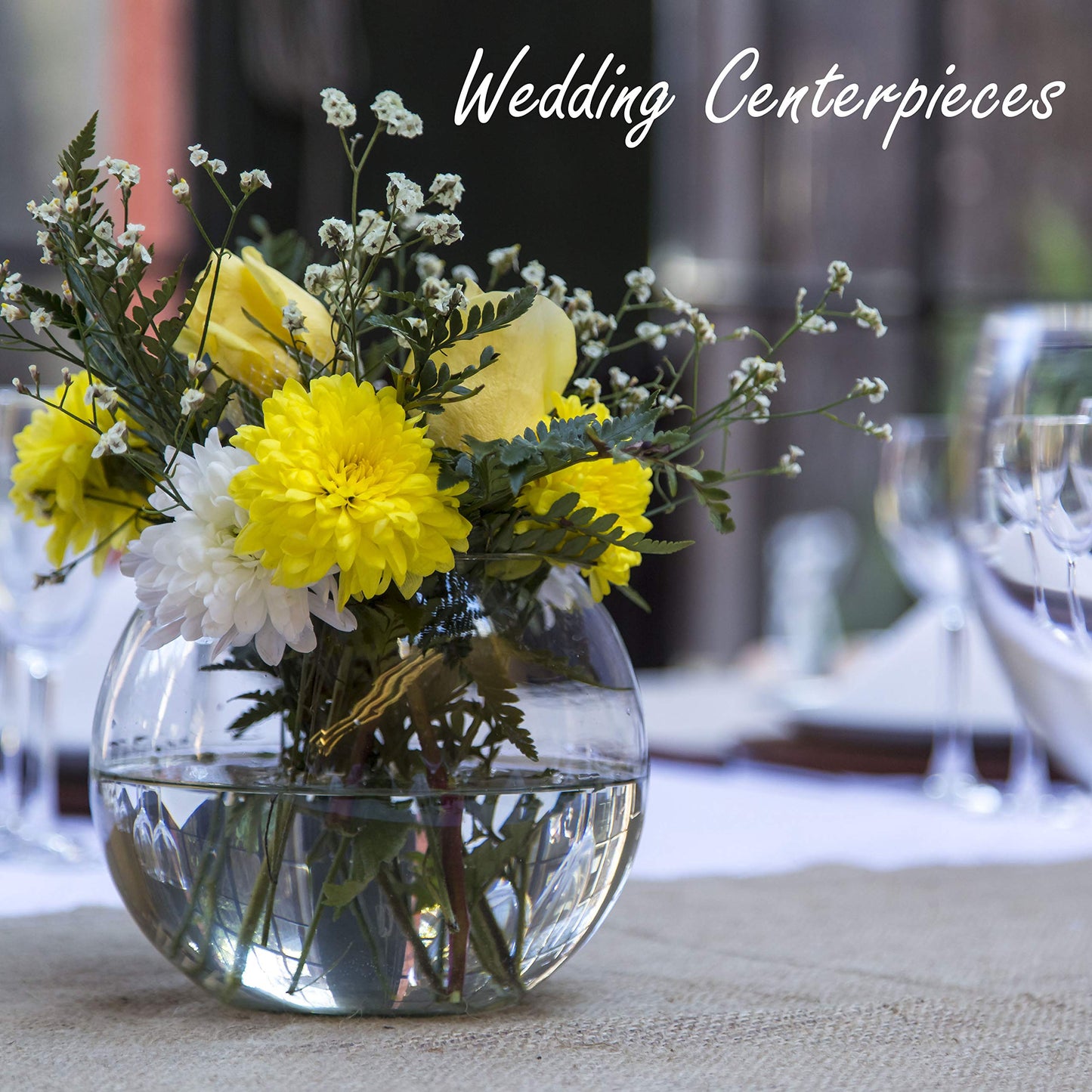 CYS EXCEL Glass Bubble Bowl (H-6" W-8", Approx. 3/4 Gal.) Small Fish Bowl Round Terrarium Vase Globe Flower Centerpiece for Weddings Events Arrangements