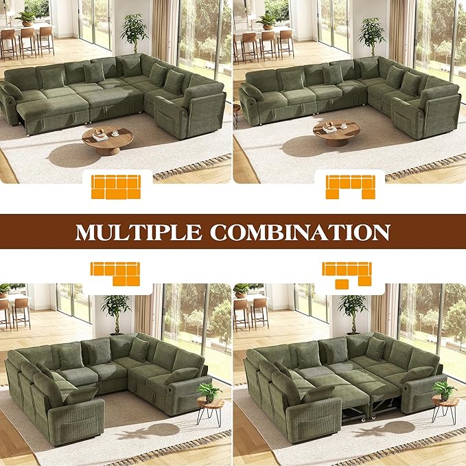 Ihanherry 8-Seater Large Sectional Sofa Bed