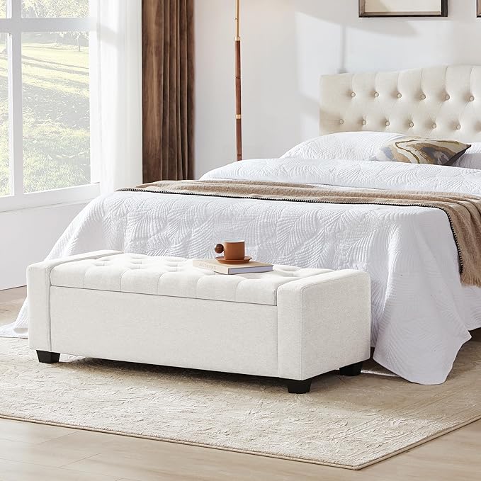 Huatean Home 48" Ottoman with Storage, Upholstered Entryway Bench with Seating