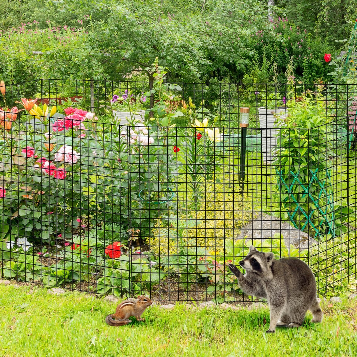 18 PCS Round Plant Protector from Animals, 6Pack 12'' x 12'' Metal Plant Cages,18Pcs Metal Mesh to Keep Animals Out, Garden Protection Bunny Barricades, Wire Plant Protectors for Rabbits Chicken Duck