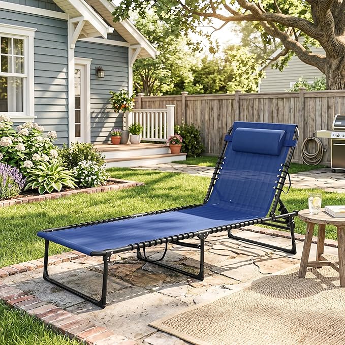 Outsunny Folding Chaise Lounge Chair, Patio Sun Tanning Chair, Outdoor Chaise