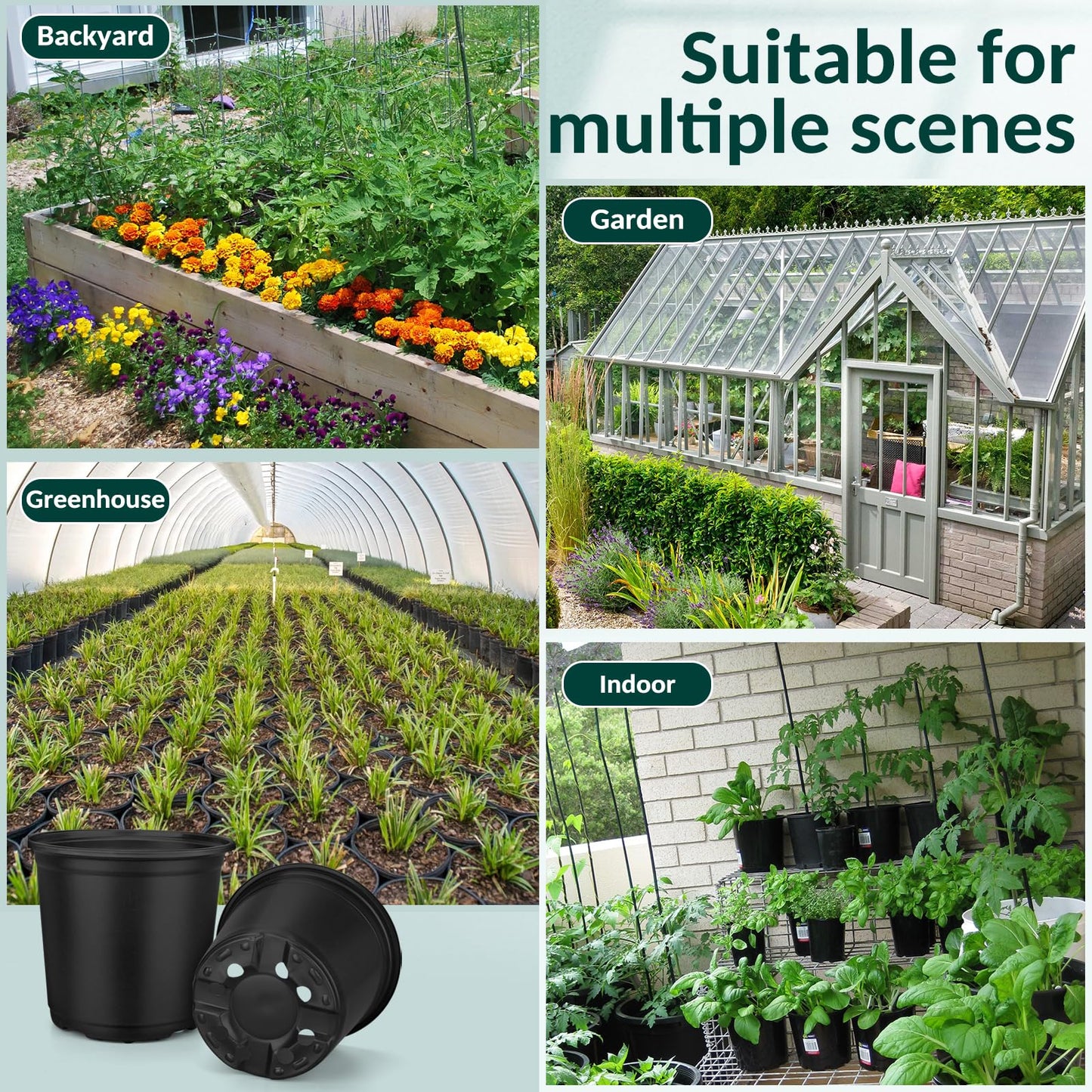 FUOAUYK 110 Pcs Small Plastic Palnt Pot, 4 5 6 Inch Nursery Pots with Drainage, Seedlings Starter Pots for Plants, Great for Herbs, Cuttings, and Starter Plants (110 pcs, 4 inch)