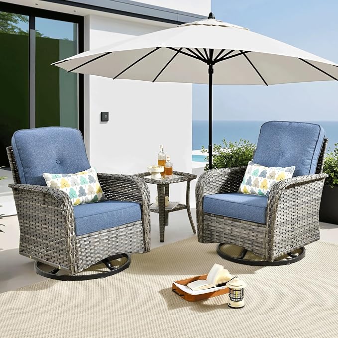ovios 3-Piece Patio Furniture Set, Outdoor Wicker Sofa