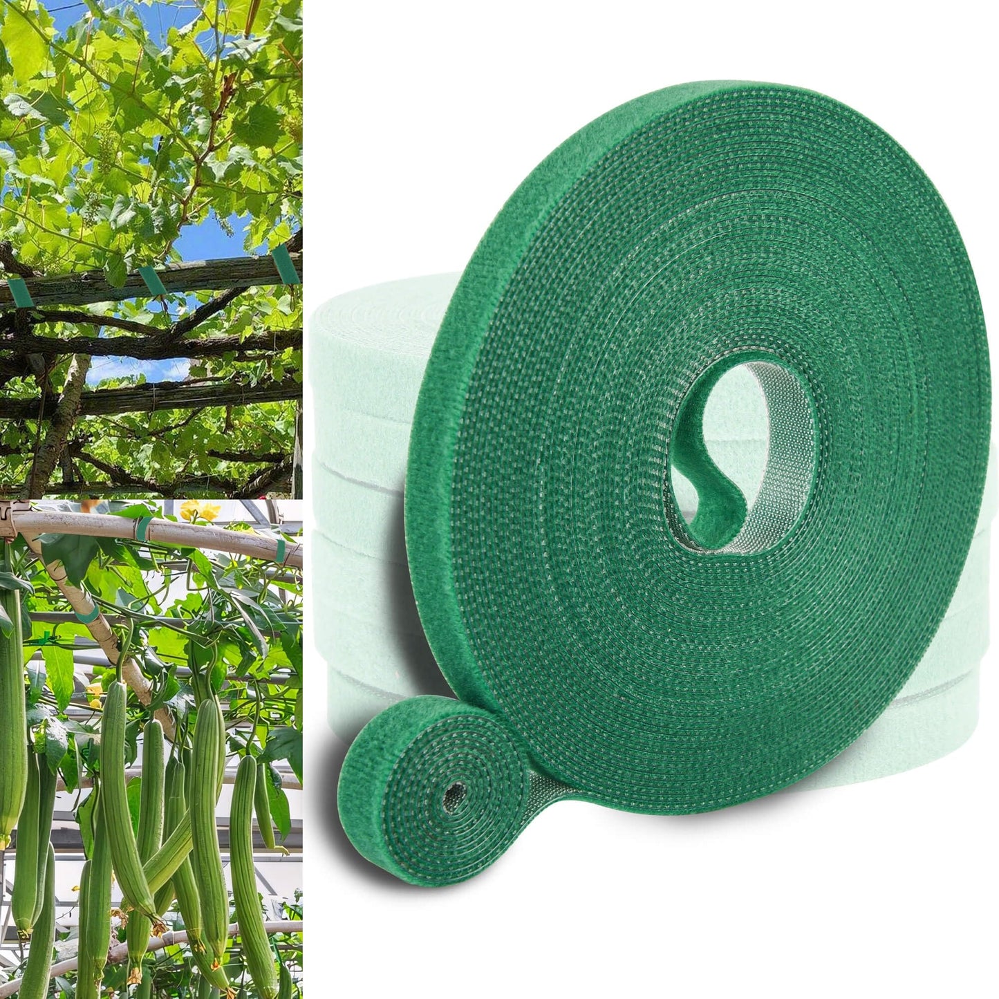 BZHYZKX Plant Tape for Climbing Plants, 6 Rolls, 196 Ft x 1/2 Inch, Reusable Adjustable Green Garden Tape for Plants, Soft Plant Ties for Outdoor Indoor Plants