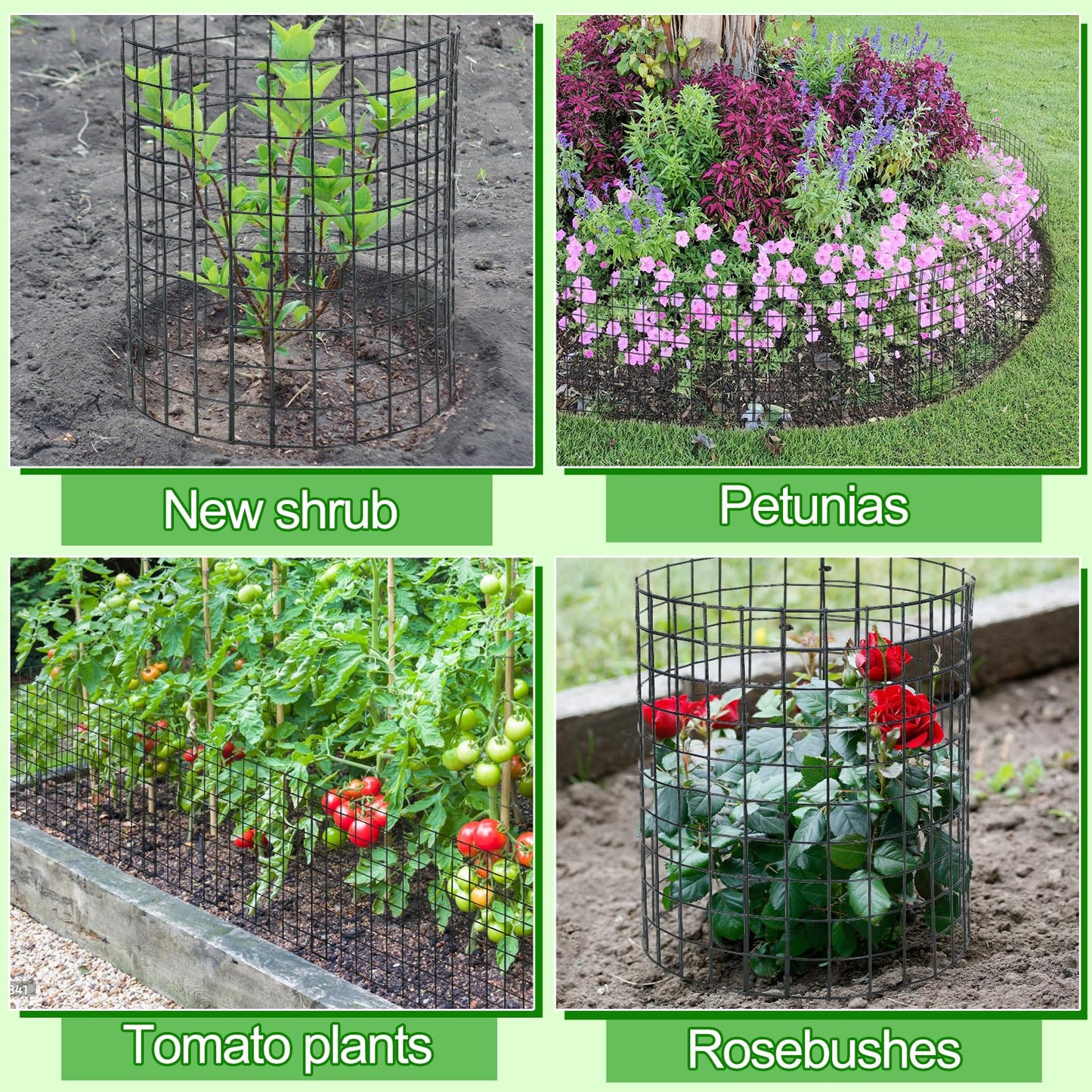 Alphatool 5 Packs Plant Protectors from Animals - 15pcs 17''L*12''H Easy to Bend Chicken Wire Nets Plant Cages Covers for Rabbits Squirrels Deers, Garden Bunny Barricades with Ties, Stakes, Gloves