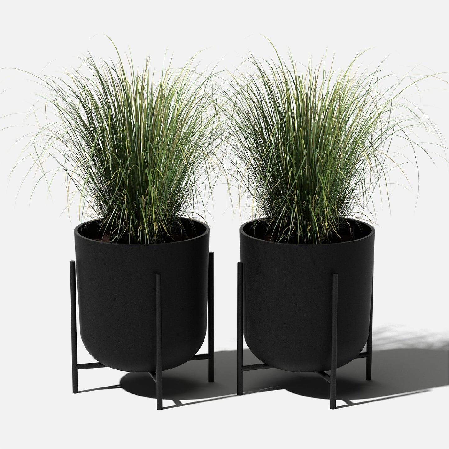 Veradek Mason Series Raised Lima Planter - Round Planter for Patio/Balcony | Plastic-Stone Composite w/Metal Plant Stand | Modern Décor for Plants