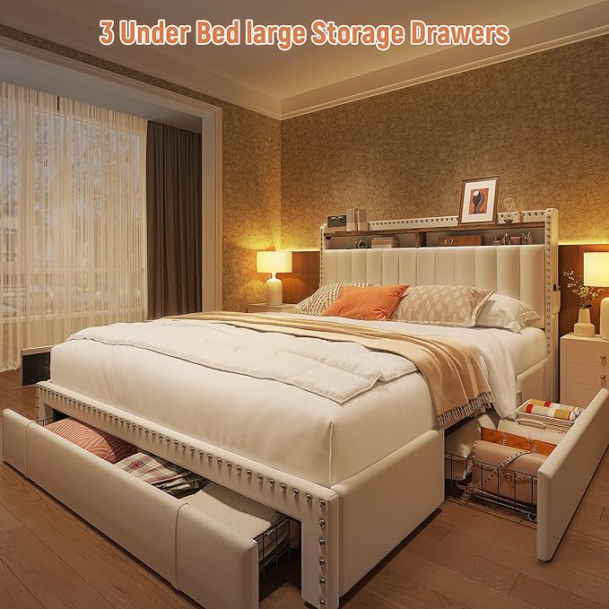 EnHomee Upholstered Full Bed Frame