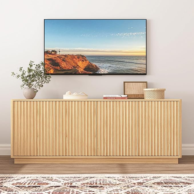 63'' Fluted TV Stand for TVs up to 75'', Modern Media Console