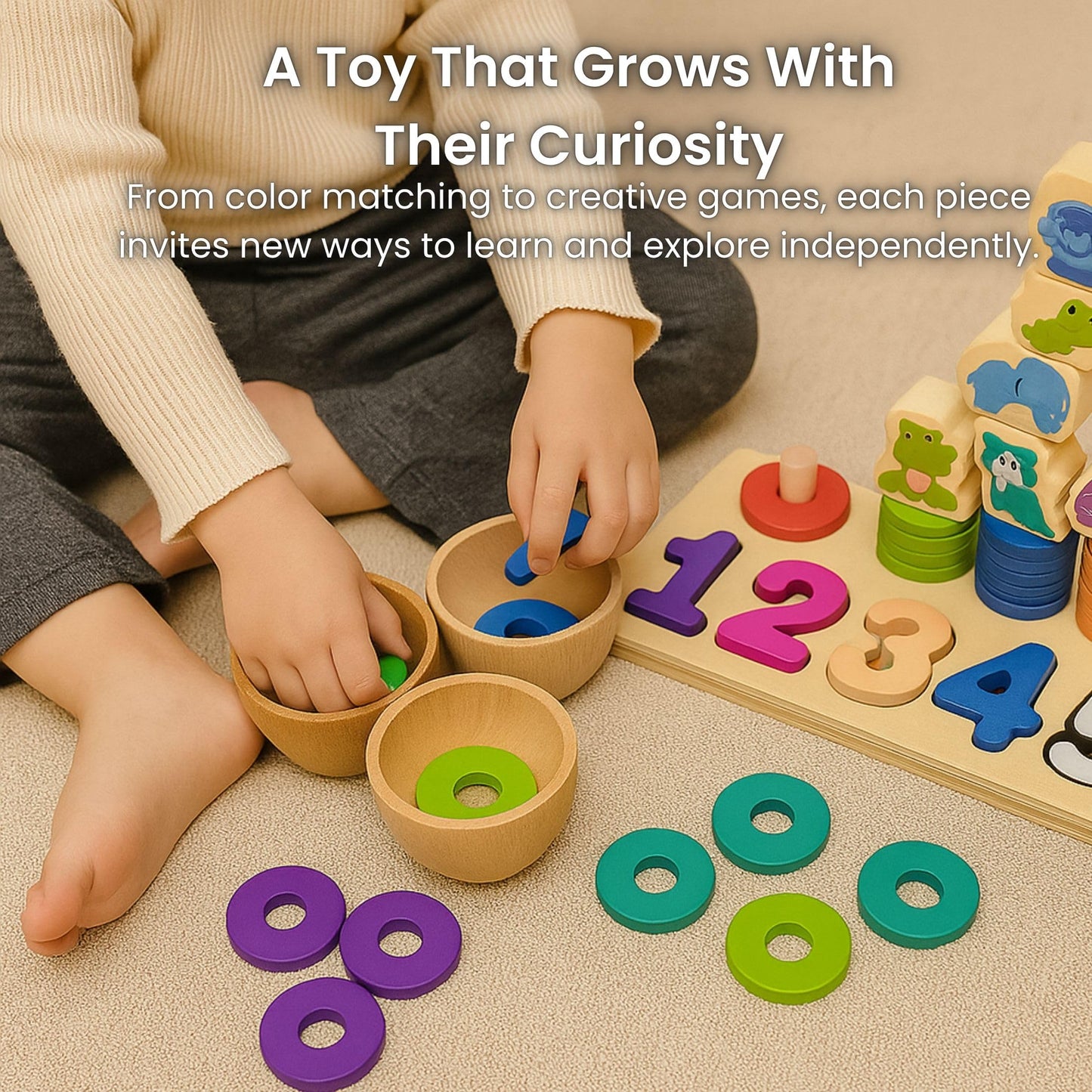 Safari Wooden Number Puzzle ā 3 Year Old Girl Gifts, Educational Toys for 4 Year Old, Wooden Puzzles for Toddlers 3+, Learning for 3 Year Olds, Montessori Preschool Activities, Toddler Toys 3-5
