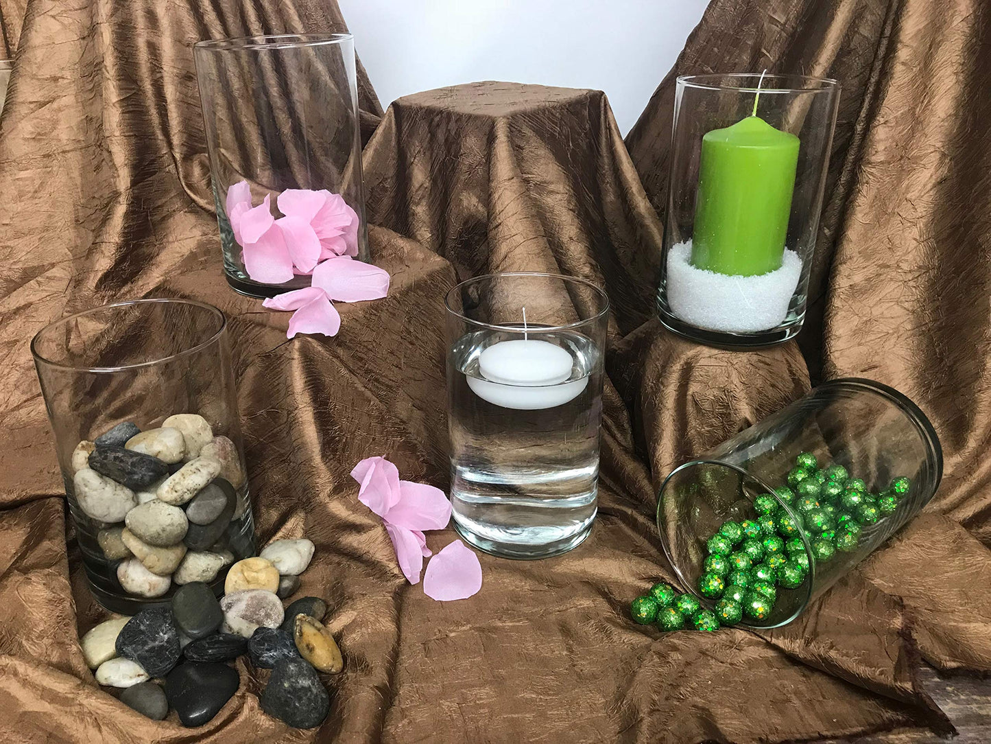 Floral Supply Online - 6" Tall x 6" Wide Cylinder Glass Vase and Flower Guide Booklet - for Weddings, Events, Decorating, Arrangements, Flowers, Office, or Home Decor.