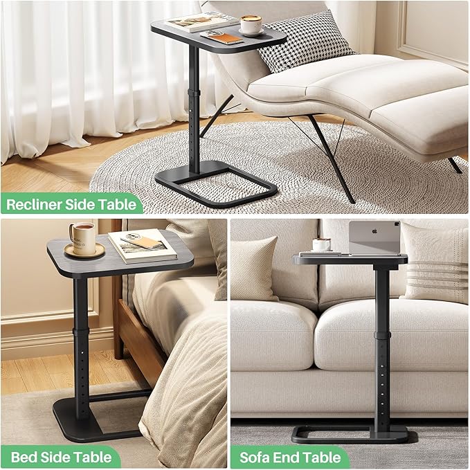 Kitstorack TV Tray Table, Adjustable Height & Rounded Metal Corners, Snack Table