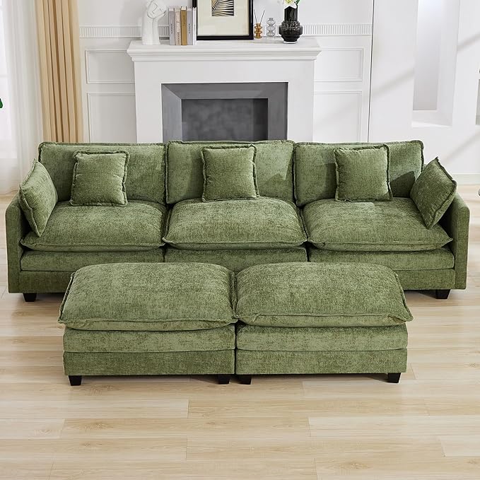 111'' Sectional Cloud Deep Seat Couch, Oversized Chenille U Shaped Sectional