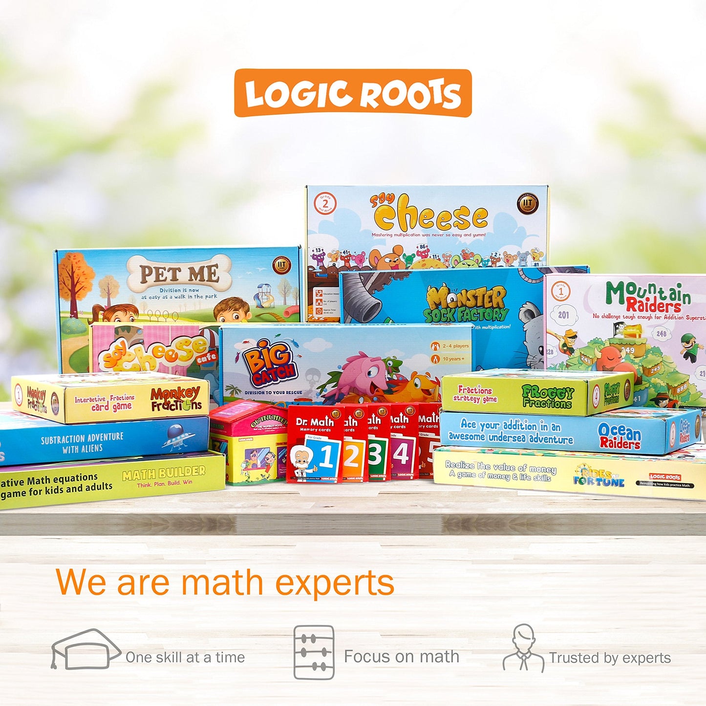 Logic Roots Two Math Games for Kids - Learn Addition, Subtraction, and Multiplication Table | Educational Games for Kids 5 and up for Kids (Pet Me + Monster Sock Factory)