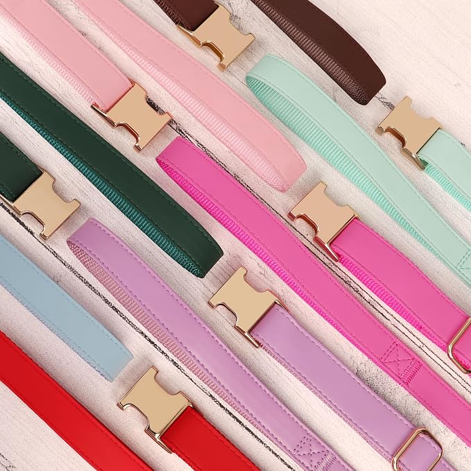 PET ARTIST Soft PU Leather Dog Collar and Leash Set, Bright & Stylish 5FT PU Leather Leash and Collar Set, Durable Pet Collars with Quick Release Metal Buckle for Medium Dogs,Purple,M(13-19")
