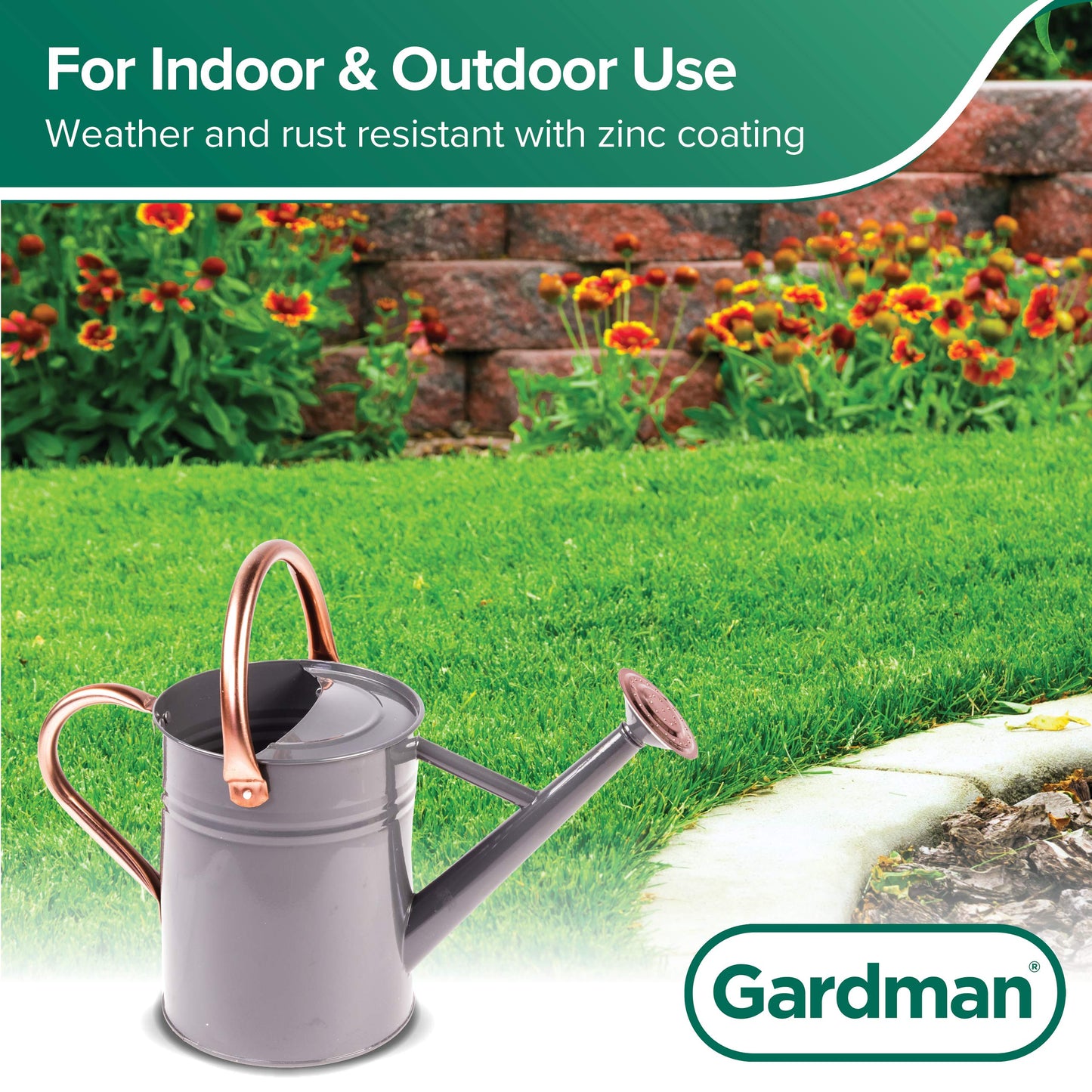 Gardman R34884 1 Gallon Watering Can, Cool Gray