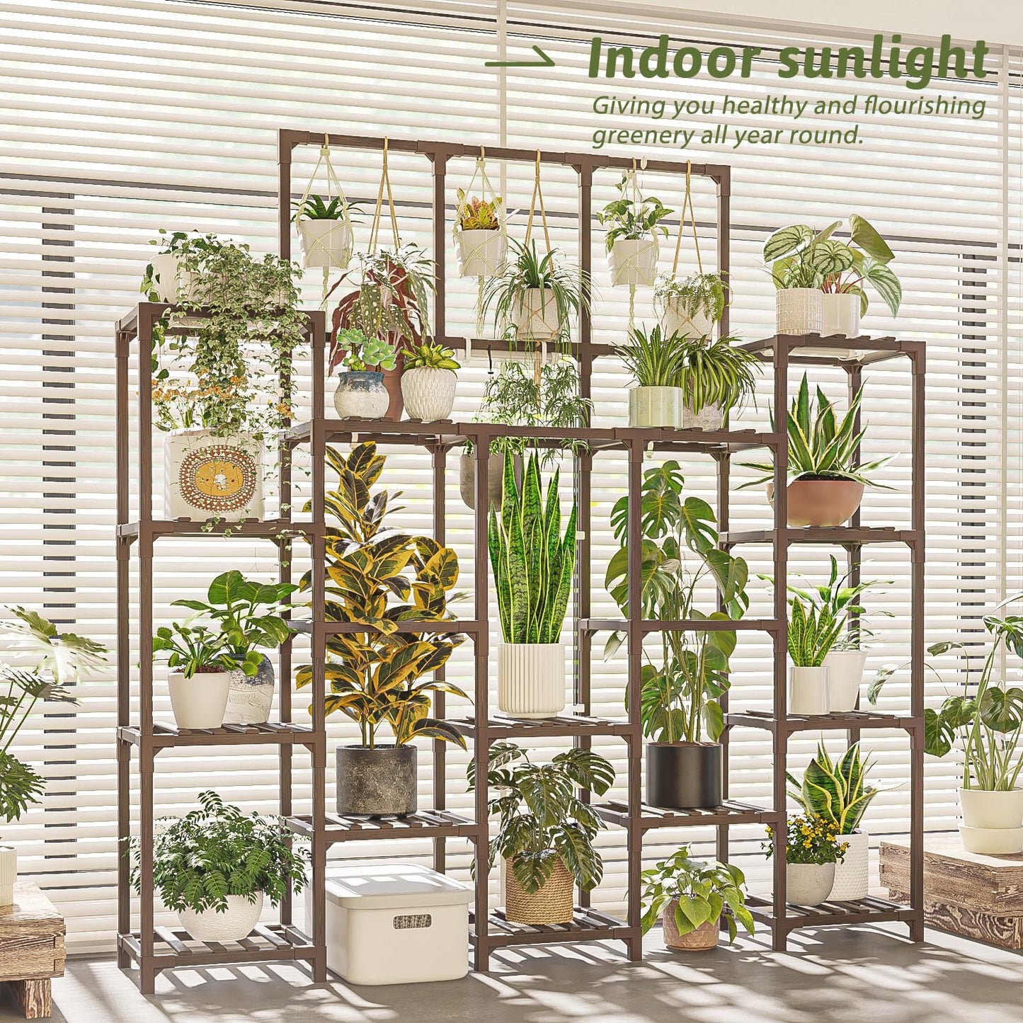 GENTINGBRO Plant Stand Indoor with Grow Light 14 tiers Large Plant Shelf for Indoor Plants Display Heavy Duty Plant Rack for Living Room Patio Decor