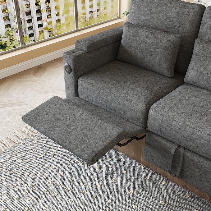 Sectional Sleeper Sofa with Pull Out Couch and Reclining Chair, Modern 3-in-1