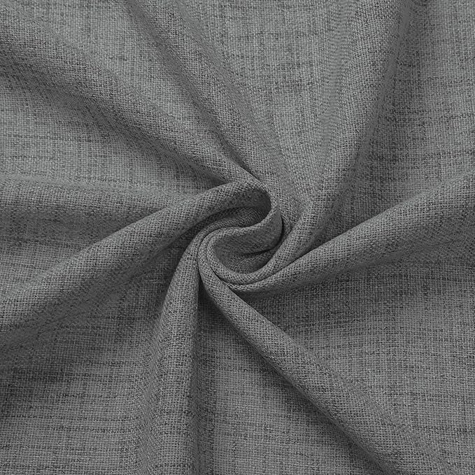 Tollpiz Short Linen Curtain Bedroom Rod Pocket Semi Sheer Curtains Burlap Light Filtering Thick Linen Drape for Living Room, 38 x 54 inches Long, Dark Grey, Set of 2 Panels