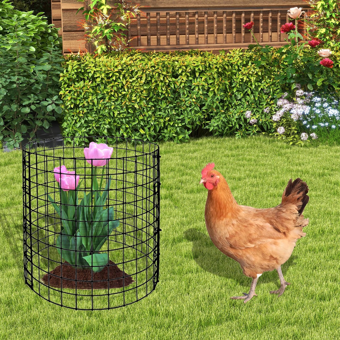 Eunika 18 Pcs Round Plant Protector from Animals, 6 Pack 12" x 12" Metal Mesh to Keep Animals Out Wire Plant Protectors for Rabbits Chicken Bunny Barricades for Garden Vegetable Flowers Protection